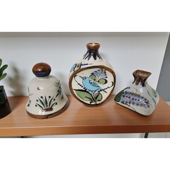 Vintage Set Of 3 Pieces Signed Authentic Ken Edwards Tonala Mexican Pottery. - Picture 1 of 10